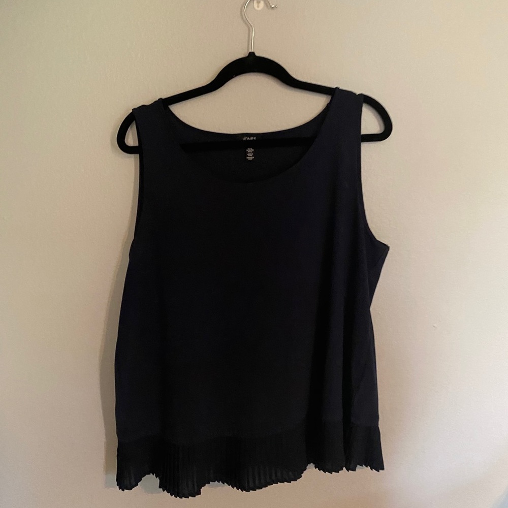 Navy Top with Detailed Hem